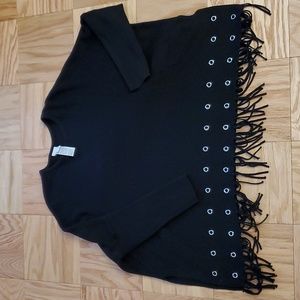 Chico's Sweater with Fringe & Grommets